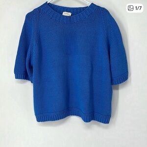Poetry Royal Blue Short Sleeve Crewneck Sweater